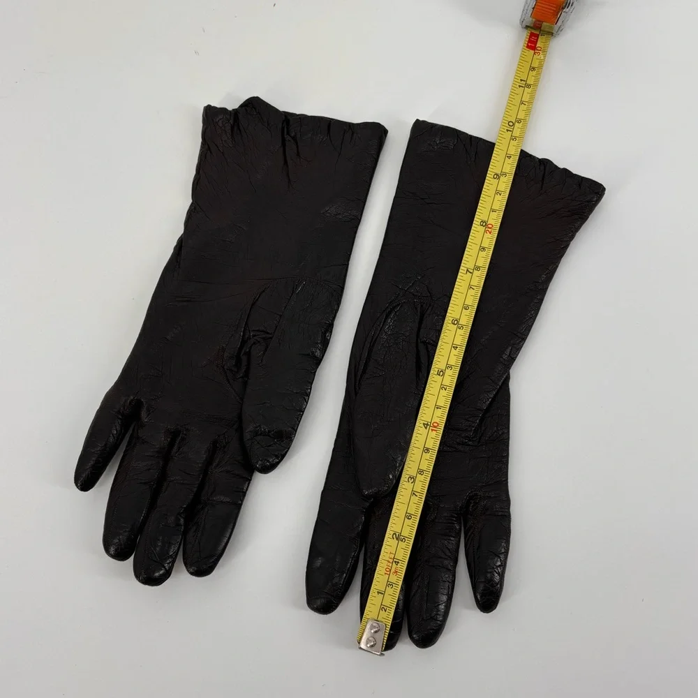 Vintage Black Leather Gloves – Classic Mid-Length Style